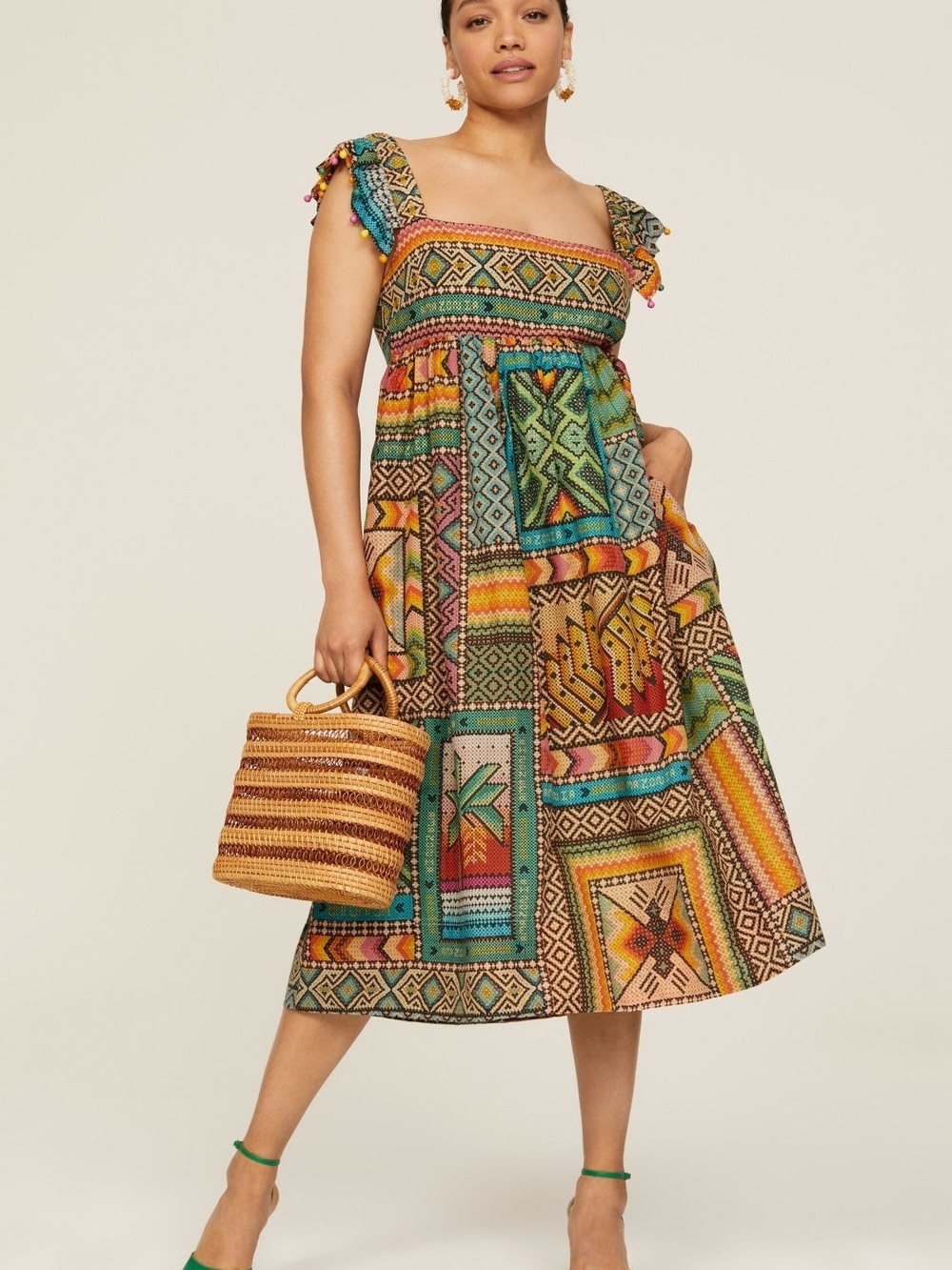 Farm Rio Banana Scarves Midi Dress – Size Medium – Excellent Condition